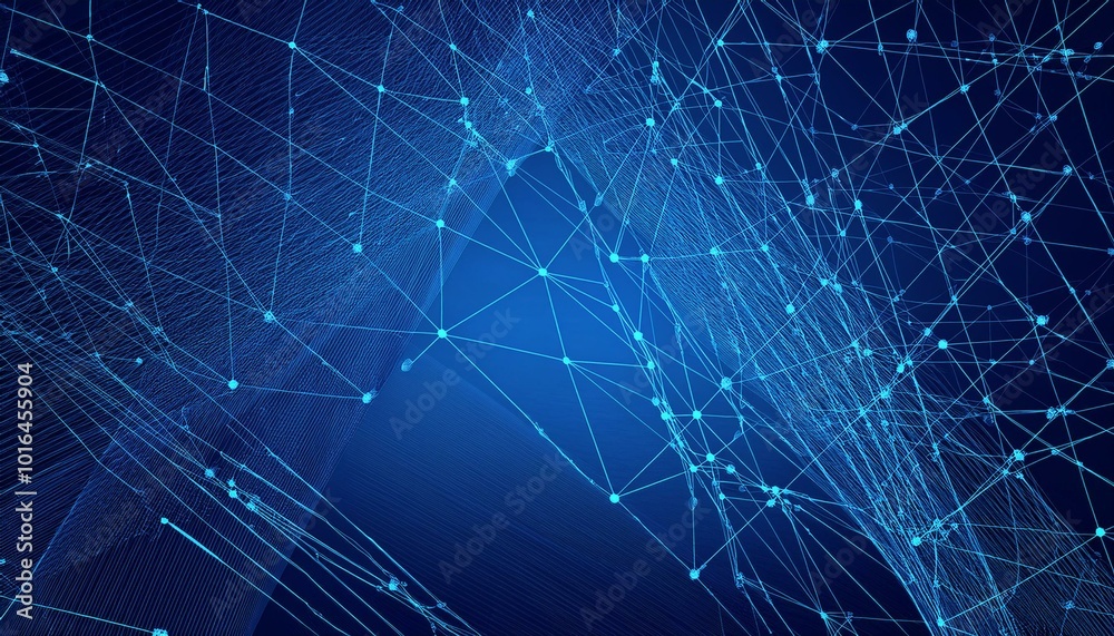 Obraz premium Abstract blue background. Network connection structure. Grid.