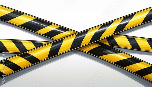 Black and yellow stripes. Barricade tape, do not cross, police, crime danger line, bright yellow official crime scene barrier tape. Flat style cartoon illustration isolated on white background