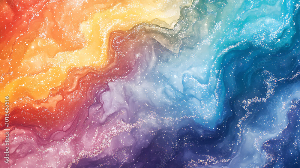 Abstract rainbow swirl with glittery texture. Abstract rainbow swirl with glittery texture.