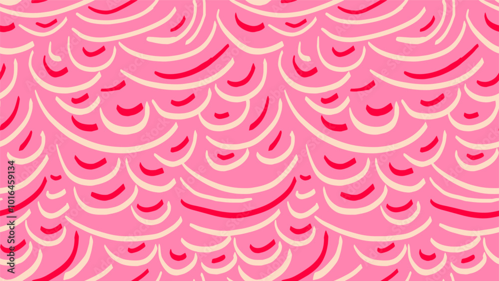 Minimalist plain print. Abstract organic shapes seamless pattern on a pink background. Vector hand drawn sketch unique forms semicircle lines. Contemporary ornament Minimalist plain print. Abstract organic shapes seamless pattern on a pink background. Vector hand drawn sketch unique forms semicircle lines. Contemporary ornament