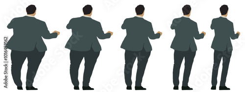 Conceptual fat overweight obese man vs slim fit healthy body after weight loss or diet, white background banner. A  fitness, nutrition or obesity, health care shape illustration vector as silhouettes