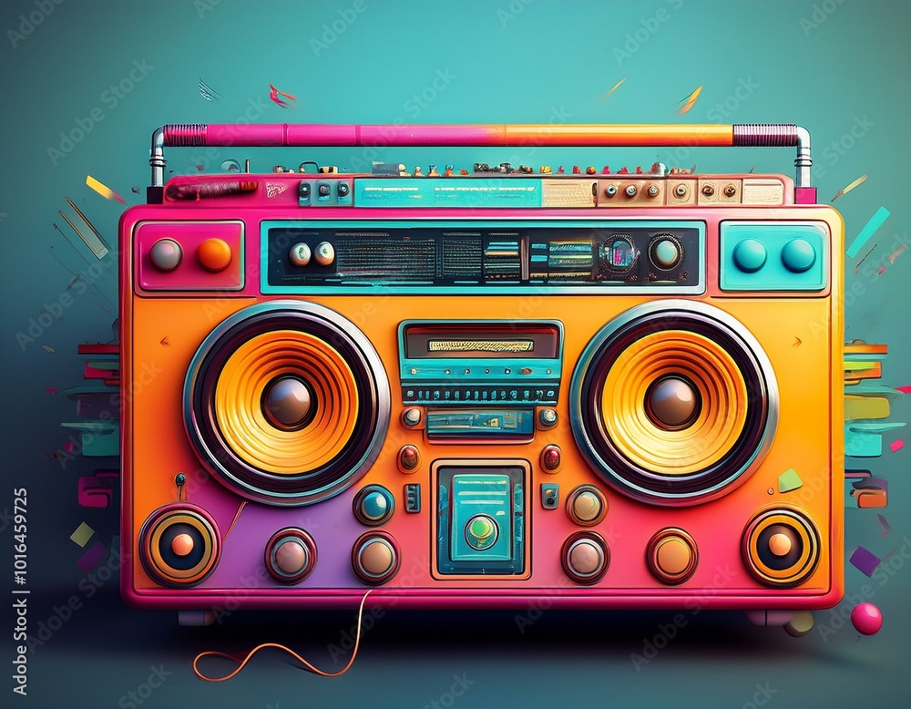 Colorful retro Boombox 3d illustration. Colorful retro Boombox 3d illustration.