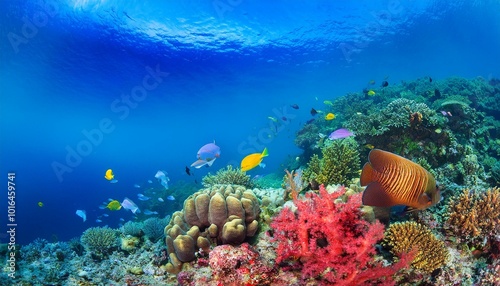 Wallpaper Mural Colorful tropical coral reef with fish in the sea or ocean Torontodigital.ca