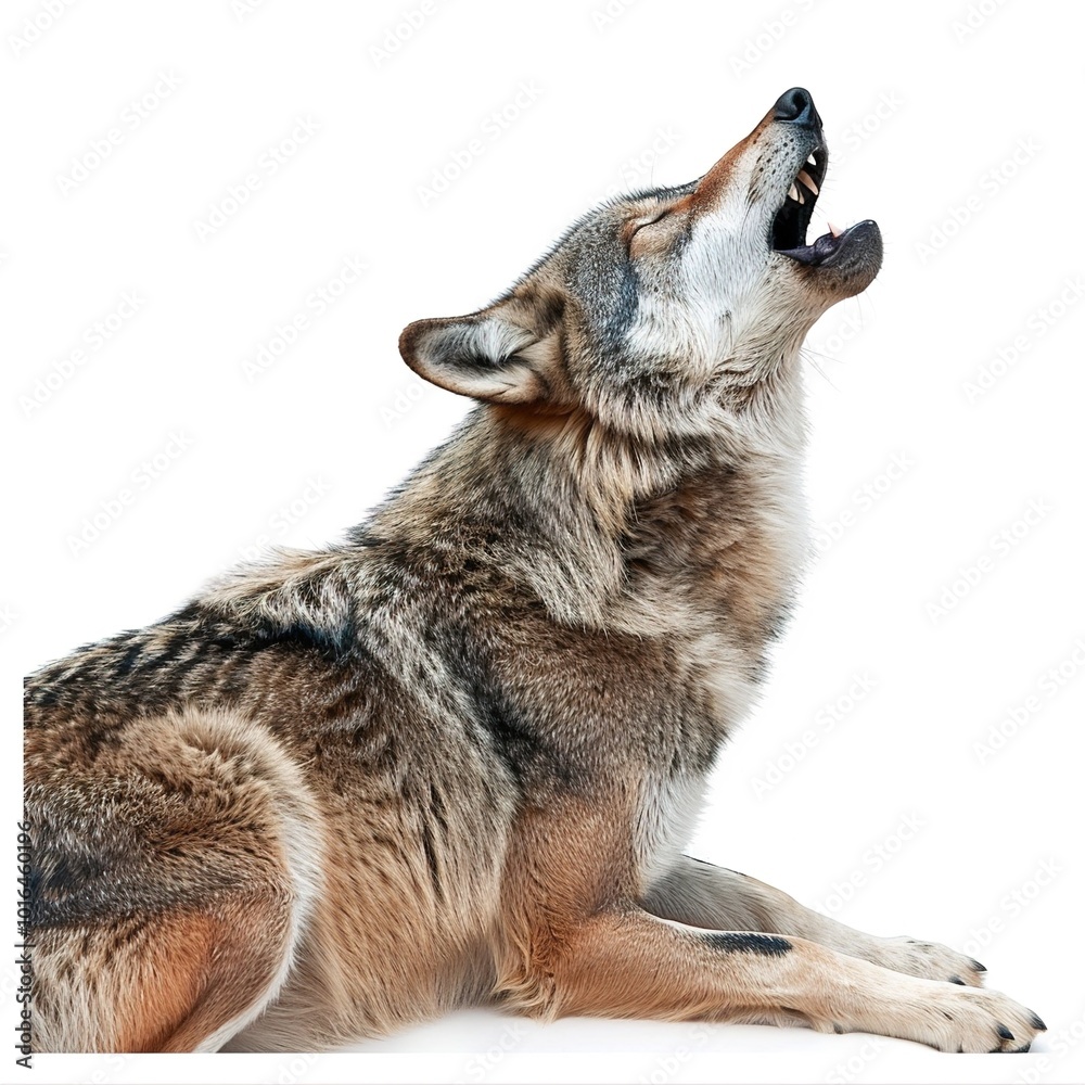 Obraz premium Wolf Howling in the Wilderness Isolated 