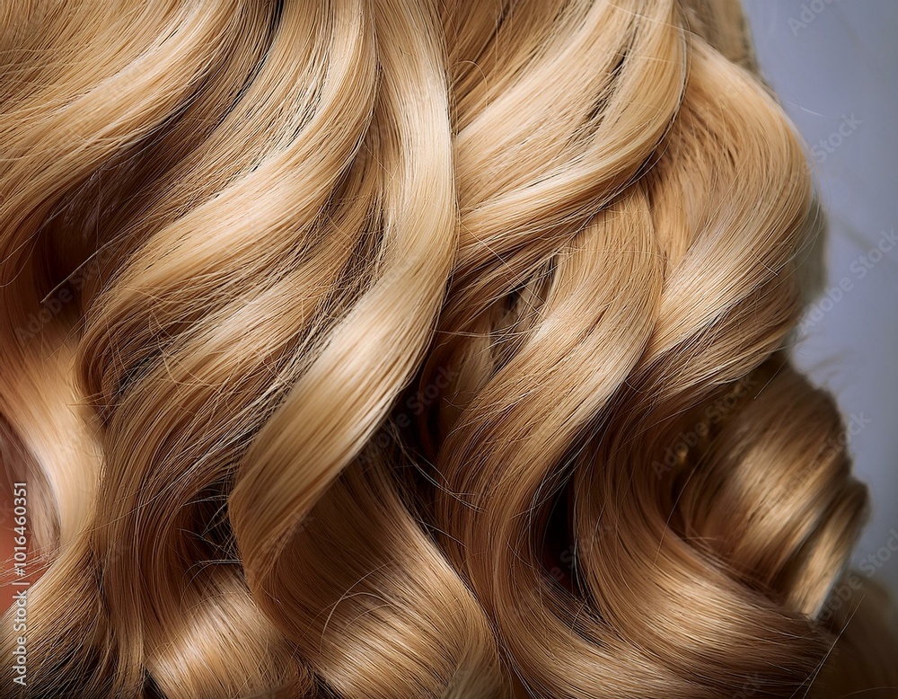 Fototapeta premium Curly Blonde Hair Close-up. Generative AI.