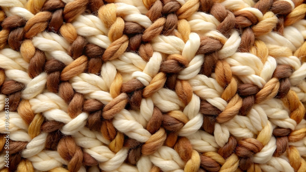 Close-up of thick braided wool texture in earth tones Close-up of thick braided wool texture in earth tones