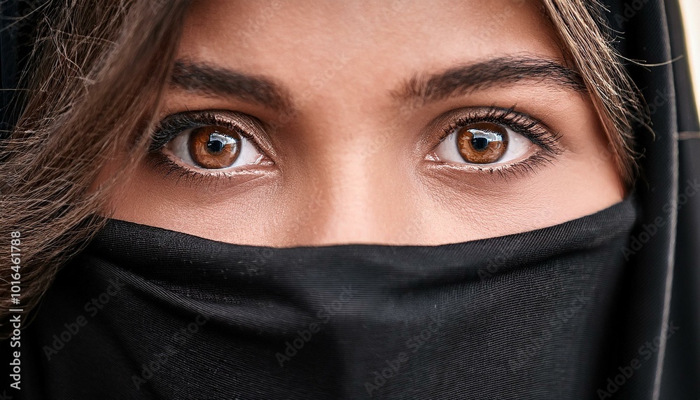 Eyes of a girl in a burqa, close-up Eyes of a girl in a burqa, close-up