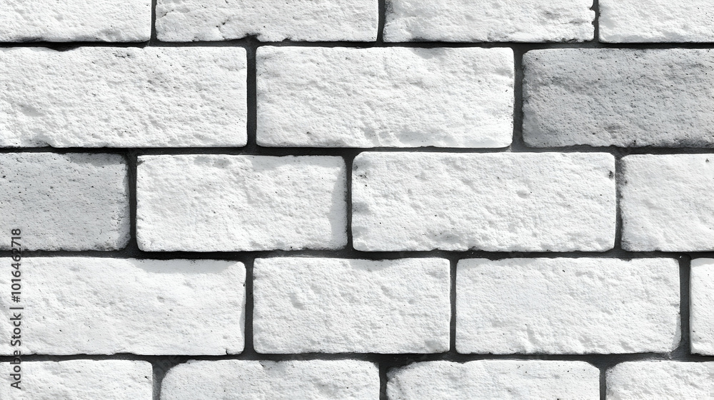 Obraz premium White Brick Wall Texture with Dark Grout Lines, A Seamless Pattern Background