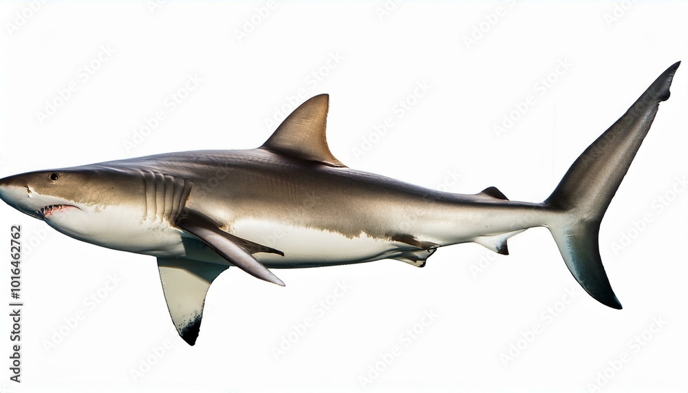 Fototapeta premium Great shark photo cut out and isolated on white background.