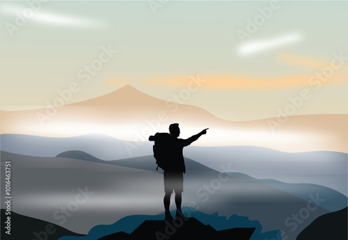 Traveler on the top of the mountain 