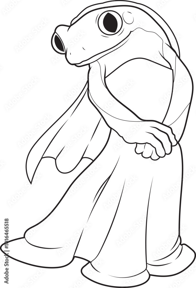 Obraz premium Frog Bride Wedding dress Wedding Animal Vector Graphic Art Illustration