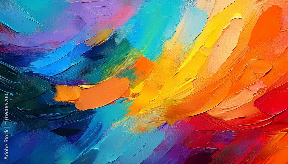 Painterly texture abstract background using bold bright brushstrokes with a contrasting color palette.
