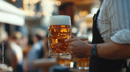 A person holding a glass of beer.