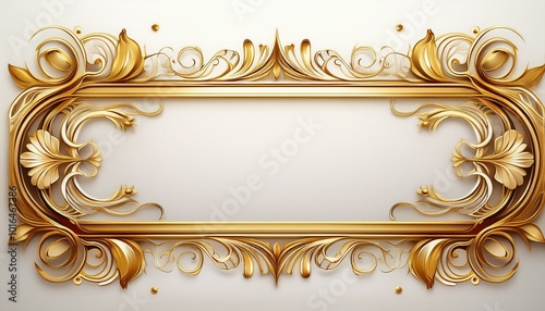 Simple Golden border with Ornamental Edges and White Background