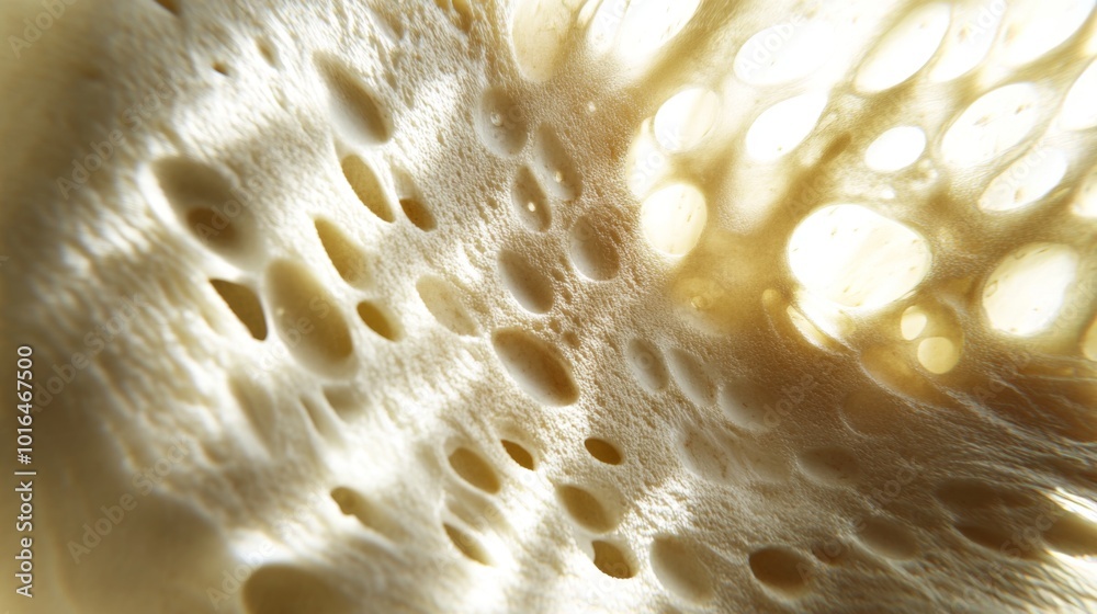 Close-up of a Light Brown Porous Surface with Rounded Holes Close-up of a Light Brown Porous Surface with Rounded Holes