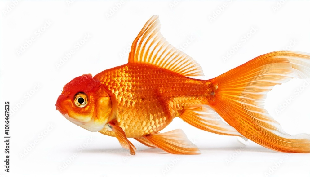 single goldfish seen from the side isolated on a white background single goldfish seen from the side isolated on a white background