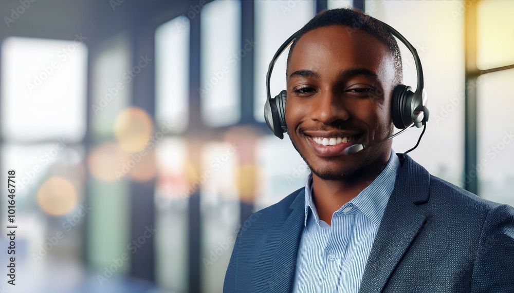 Smiling African American customer care representation Smiling African American customer care representation