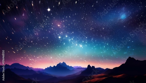 starry night sky. only sky, mountains and stars.