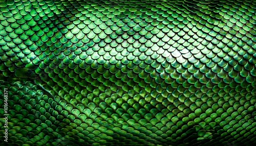Texture of snake or dragon green metallic scales