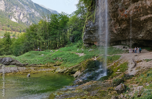 Goriuda waterfall near Chiusaforte in Carnia alpine region, Italy