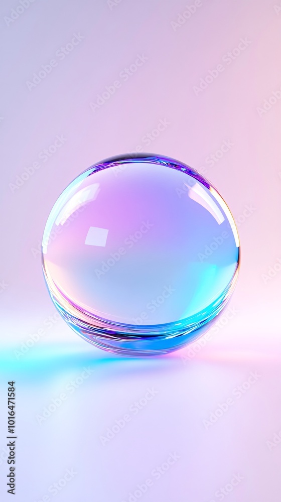 Glowing Glass Ball with Multicolored Reflections in Studio Lighting Setup Glowing Glass Ball with Multicolored Reflections in Studio Lighting Setup