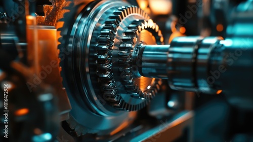 Close-up of a mechanical device featuring interlocking gears.