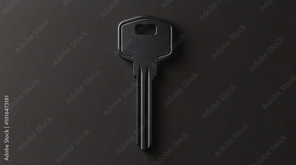 A black metal key on a black surface. A black metal key on a black surface.