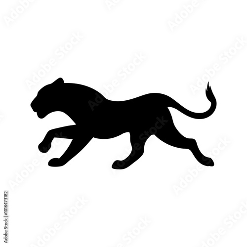 Lioness standing, walking and running silhouette 