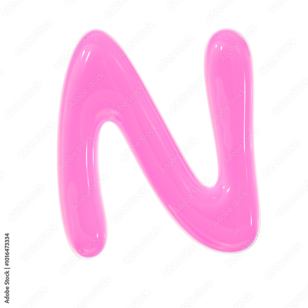 N letter cute 3d jelly pink alphabet illustration N letter cute 3d jelly pink alphabet illustration