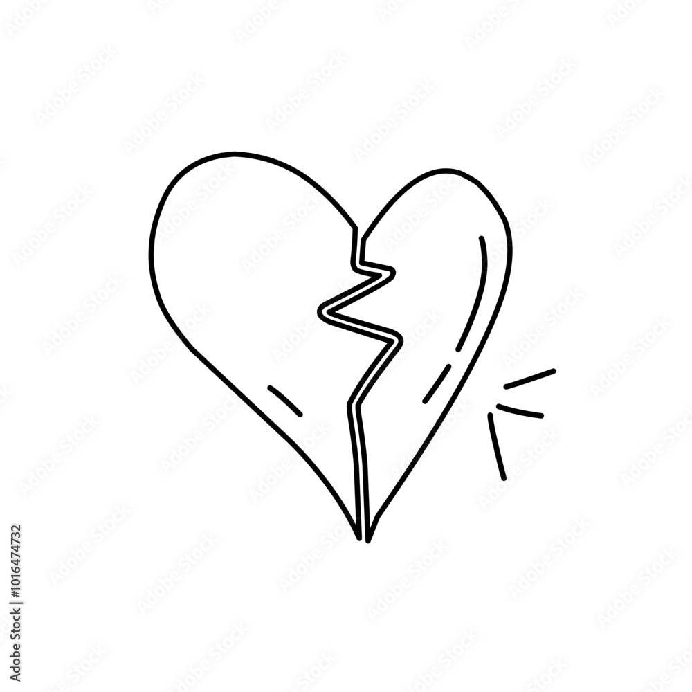 hand drawn broken heart icon hand drawn broken heart icon