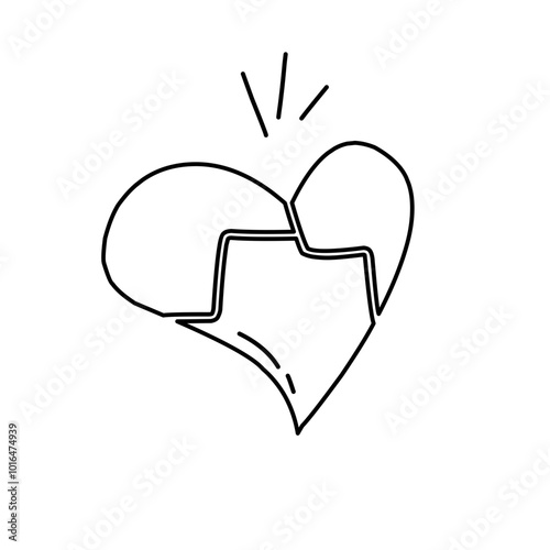 hand drawn broken heart icon