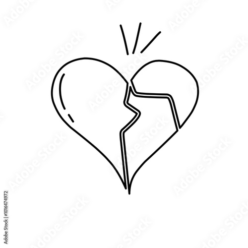 hand drawn broken heart icon