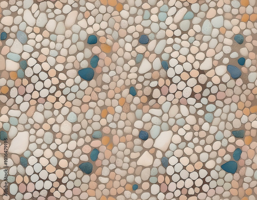 a seamless texture of ceramic with grout joints, highlighting the intricate details and craftsmanship in a white terrazzo finish adorned with pebble stones. SEAMLESS PATTERN. SEAMLESS WALLPAPER. a seamless texture of ceramic with grout joints, highlighting the intricate details and craftsmanship in a white terrazzo finish adorned with pebble stones. SEAMLESS PATTERN. SEAMLESS WALLPAPER.