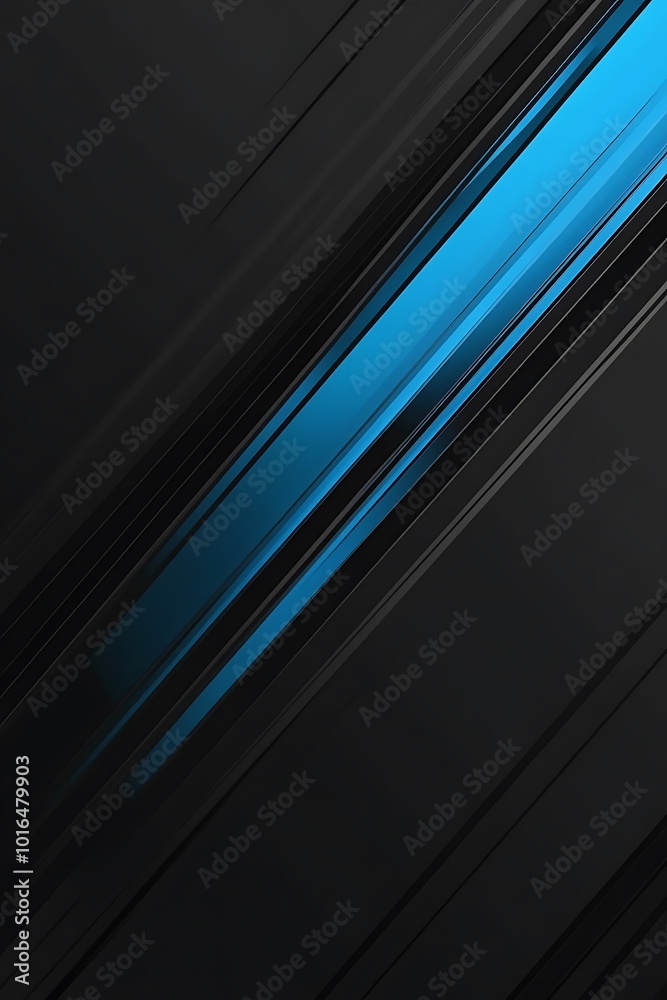 Obraz premium Bold Abstract Geometric Composition in Blue and Black with Diagonal Elements, Conveying a Sleek and Contemporary Aesthetic