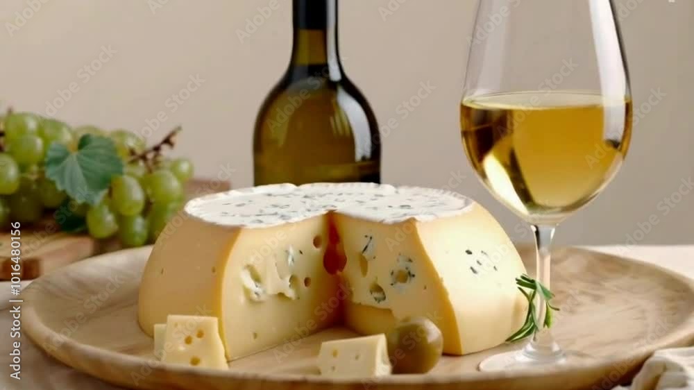 A cheese arranged on a platter with white wine on a beige background High quality HD 4K Video Clip
A cheese arranged on a platter with white wine on a beige background High quality HD 4K Video Clip