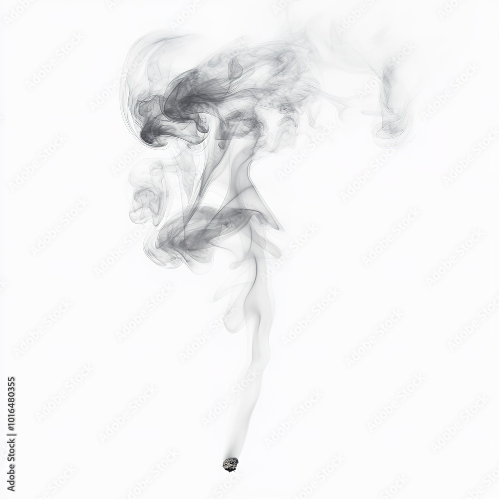 Ethereal smoke swirls gracefully upward, forming abstract shapes in a minimalist design, set against a stark white background. Ethereal smoke swirls gracefully upward, forming abstract shapes in a minimalist design, set against a stark white background.