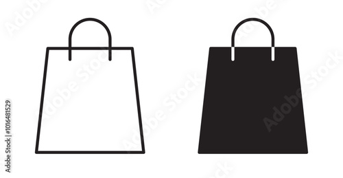 Shopping bag icons. Vector set in filled and line style.