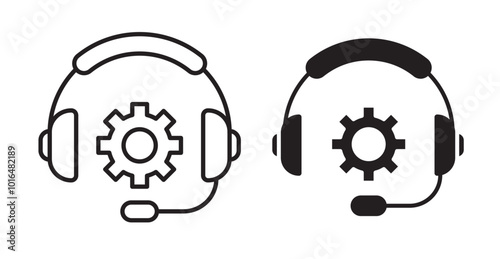 Technical support icons. Vector set in filled and line style.