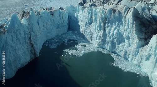 Massive Glaciers Melting Into the Ocean,Symbolizing Climate Change and Water's Reshaping Power