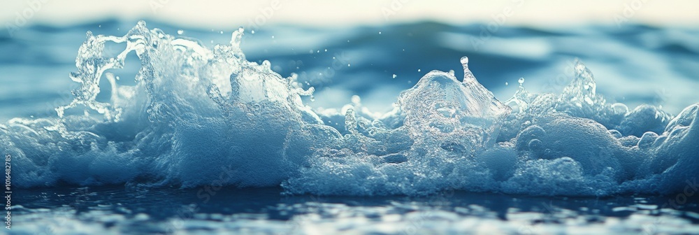 Crashing Wave with Foam, dynamic ocean scene showcasing a powerful wave in motion, vibrant details of foam contrasting with a blurred sea background Crashing Wave with Foam, dynamic ocean scene showcasing a powerful wave in motion, vibrant details of foam contrasting with a blurred sea background