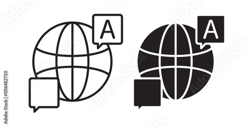 Language icons. Vector set in filled and line style.