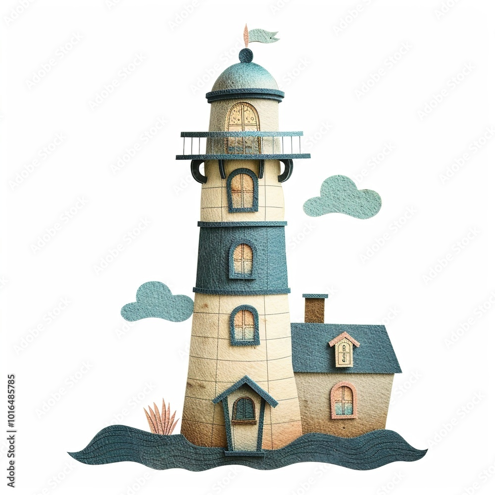 PNG Felt stickers of a single lighthouse architecture PNG Felt stickers of a single lighthouse architecture