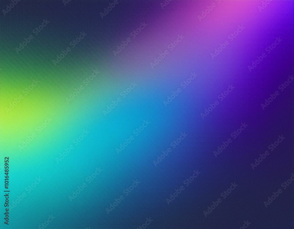 Obraz premium Grainy noisy background, abstract color gradient shape, vibrant glowing blue green purple noise texture banner design