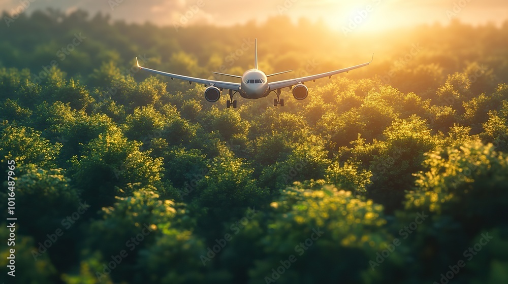 Fototapeta premium an ecoconscious traveler choosing green travel options focusing on sustainable aviation practices to reduce carbon footprint and protect the environment.create by F.a