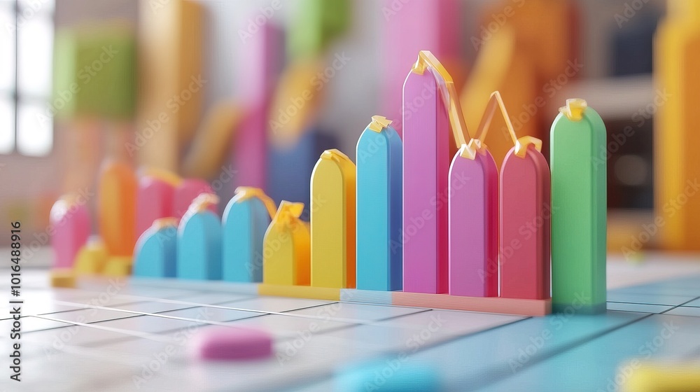 3D Flat Cartoon Style Financial Timeline Chart Illustration 3D Flat Cartoon Style Financial Timeline Chart Illustration