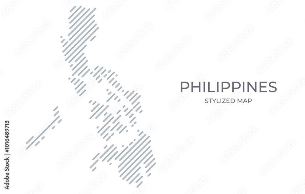Stylized linear map of Philippines in minimalistic style. Vector illustration of the map of the country.