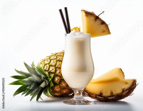 Pina Colada Cocktail isolated on white background photo