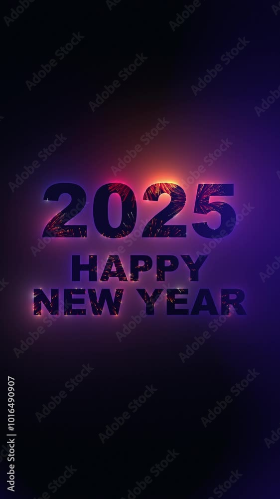 Vibrant animated New Year 2025 greeting, shimmering fireworks, colorful glittering sparkles and joyful text, festive postcard design, celebratory backdrop. Copy space. Vibrant animated New Year 2025 greeting, shimmering fireworks, colorful glittering sparkles and joyful text, festive postcard design, celebratory backdrop. Copy space.