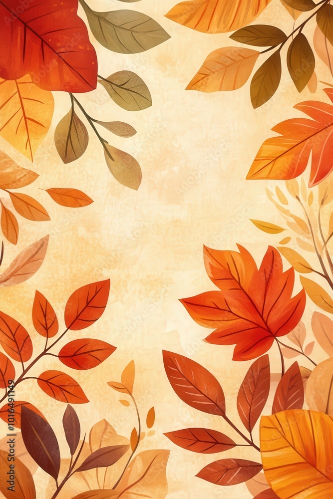 Autumn Leaves Frame Watercolor Background. Autumn Leaves Frame Watercolor Background.