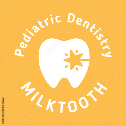 Dentistry clinic Logo Design Vector.  Flat style isolated on white background. Abstract milktooth Logo Concept Template. EPS10 photo